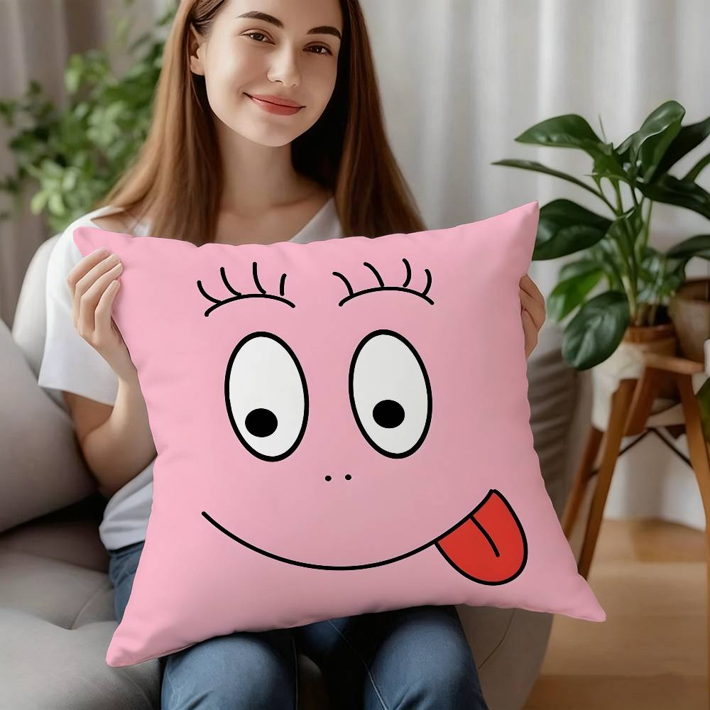 Cute Cartoon B-Barbapapas Pillow Case Plush Fabric Soft Pillowcase Double Sided Print Cushion Cover Household Gifts 12x12Inch