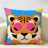 Cartoon Animals Cushion Cover Durable Hypoallergenic Organic Linen Pillow Cover Short Size Washable SkinFriendly