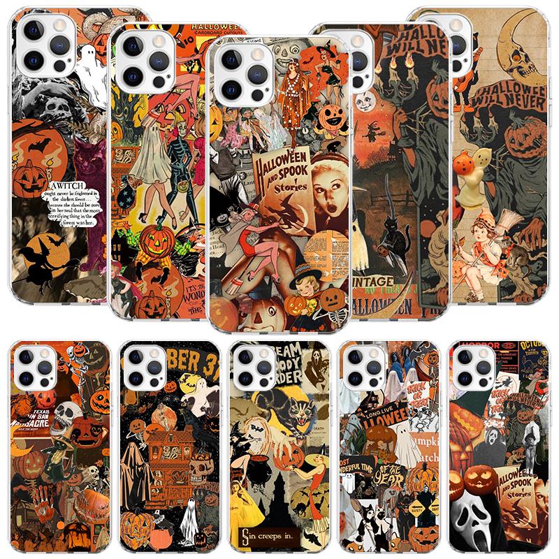Halloween Fall Art Witch Cat Phone Case For iPhone 17 Air 16 15 Plus 11 14 Pro Max 13 Mini 12 7 8 + SE Pattern Art Customized Co