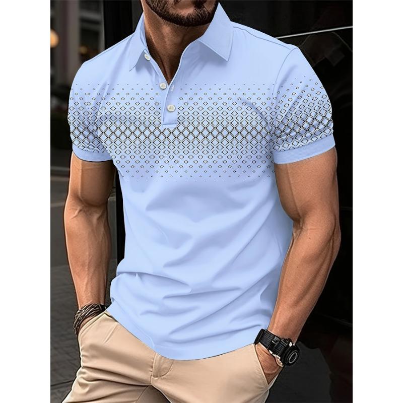 2026 Summer New Style Men's Short-Sleeved Polo Shirt with 3D Pattern Printing for Street Casual Fashion and Breathability