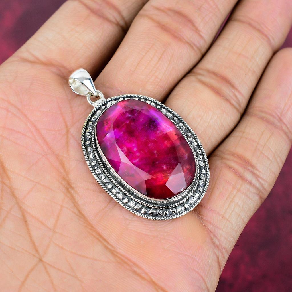 Ammolite Pendant Gemstone Handmade Jewelry, 925 Solid Sterling Silver Pendant, Gift For Wife Jewelry