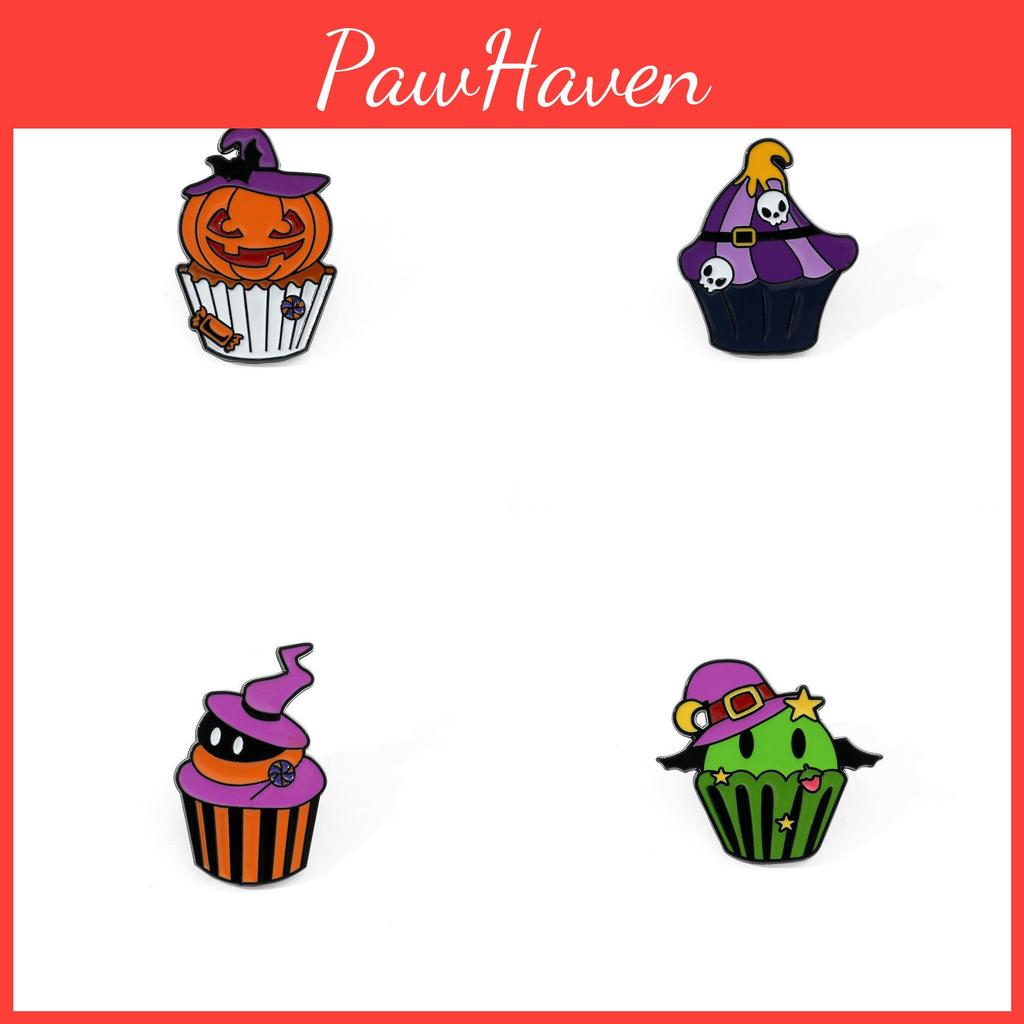 Halloween Cupcake Brosche Schrulliges und Lustiges Geist Skelett Kürbis Kuchen Design