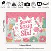 2D 6th Birthday Sweet Treat Background Cloth, Pink Ice Cream Party Backdrop