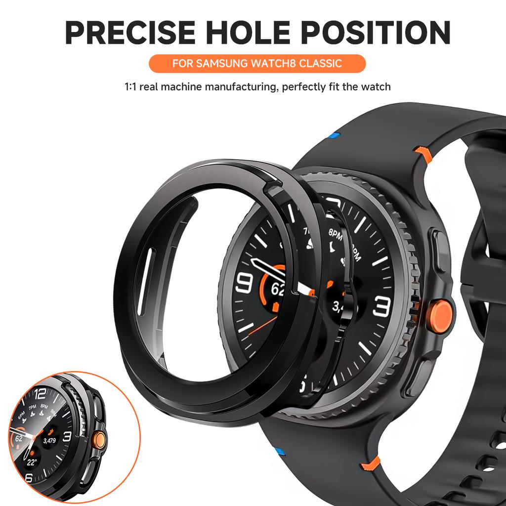 Glass+Case For Samsung Galaxy Watch 8 Classic Screen Protector Slim Shockproof Cover for Samsung Watch 8 46mm Tempered Bumper Case