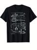 Men's Aviation-Themed Cotton T-Shirt with Cockpit & Aircraft Instrument Panel Print - Helicopter & Airplane Schematics