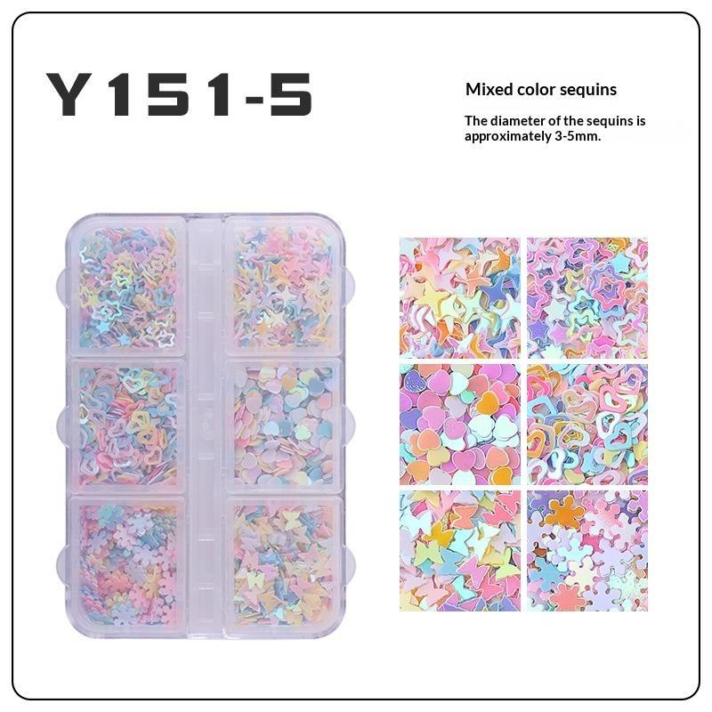 6 Grids Star Sequin Five-Pointed Star Colorful Nail Art Charm Sparkle 3D Nail Rivet Nail Decoration Diy Manicure Accessories