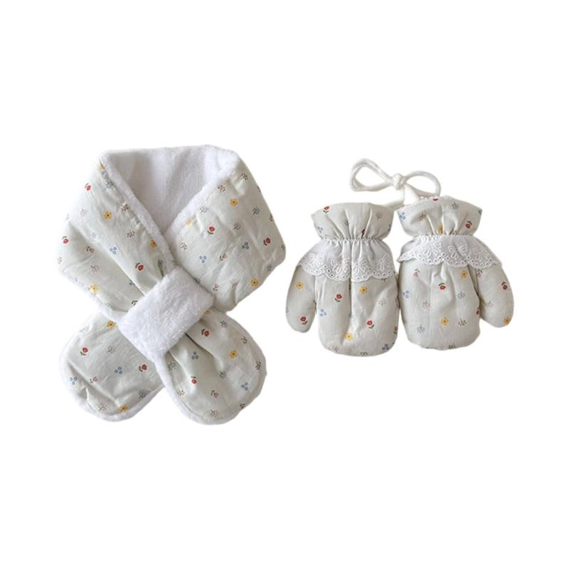 

Safe Infant Scarf Gloves Combo with Thermal Insulation Freezing Weather Protection for Baby Machine Washable