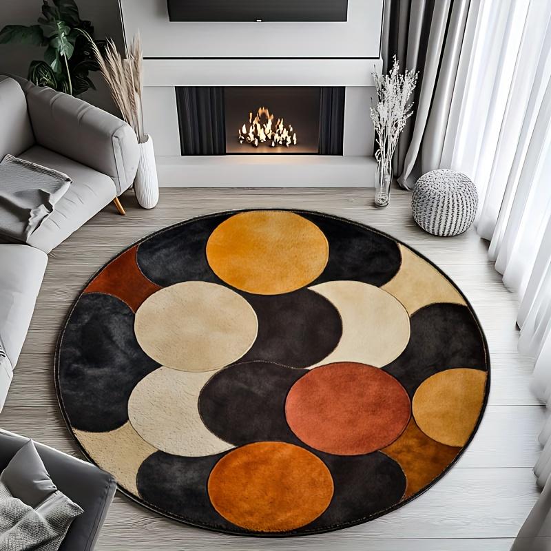 

Flannel Printed Round Rug With Abstract Circle Pattern For Yoga Meditation And Home Decor Soft Floor Mat Modern Art Design 60CM(23.6inch)