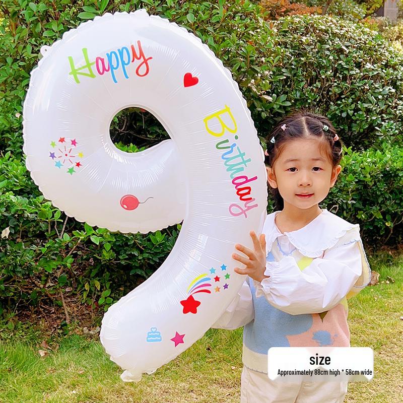 White Number Balloons for Kids' First Birthday Party Decorations