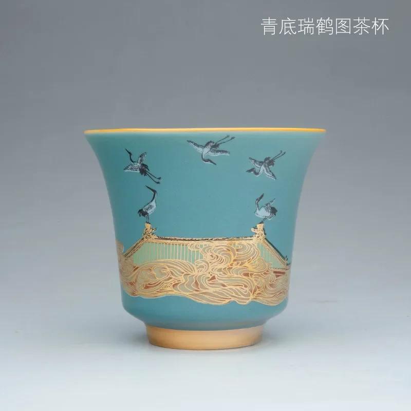 Ceramics  Sancai Gaiwan Pot Holder Master Cup Single Cup Tea CupSmells Fair Cup Chinese Tea Set Tea Tureen