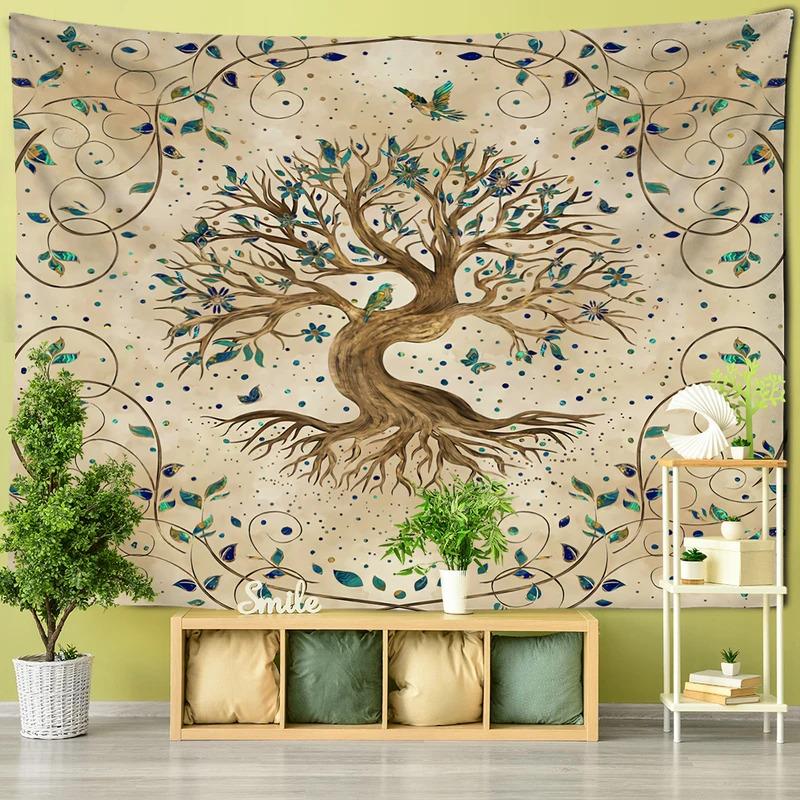 Tree Of Life Tapestry Psychedelic Bohemian Hippie Wall Hanging Backdrop Aesthetic Home Decor for Bedroom Living Room Dorm