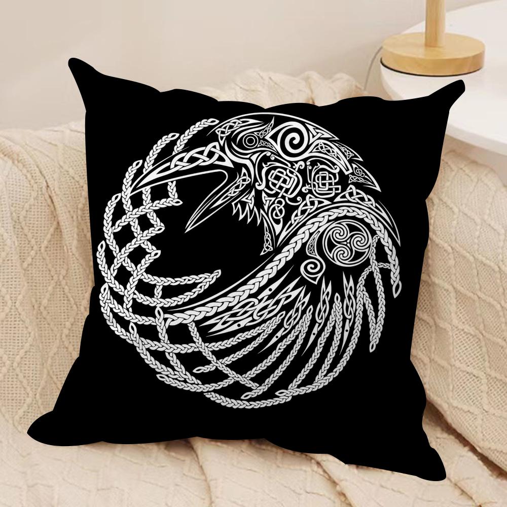 Pattern VVikingS AAmuletS Cushion Cover Short plush Doublesided Print Square Throw Pillow Covers Sofa Home Cushion Decor