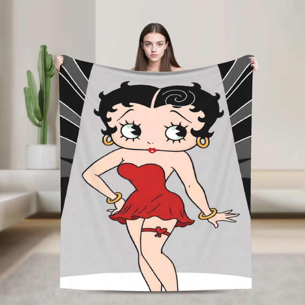 B-Bettys Boops Warm Blanket Kids Plush Throw Blanket Aesthetic Couch Chair Flannel Bedspread Sofa Bed Cover