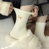 1/5/10 Pairs Winter Women's Socks Solid Color Warm Socks Animal Embroidery and Thick Socks
