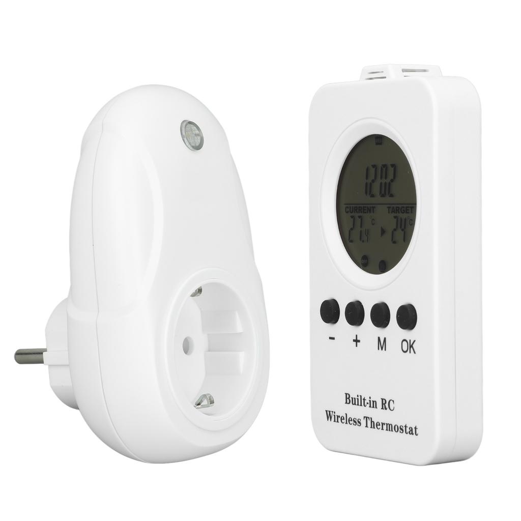 Wireless Plug In Thermostat LCD Remote Control Digital Display Temperature Controller with Temp