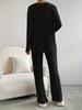 Large Ribbed V-neck Long Sleeve Women's Pant Suit Casual Two-Piece Set - 2025 Autumn/Winter Collection