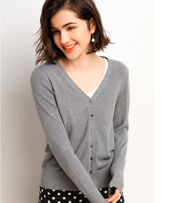 Plus Size V-Neck Cardigan Sweater for Women - Solid Color Knitted Top, Fits Up to 180 Pounds