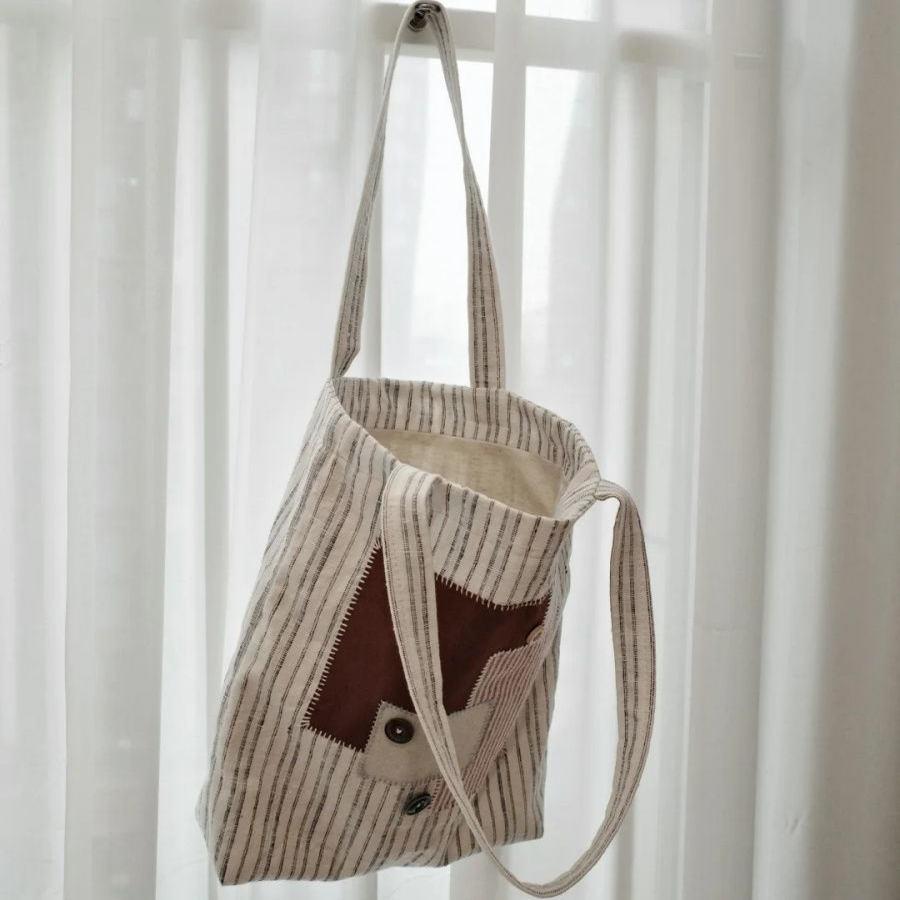 Bag Women's New Blue and White Striped Dumpling Bag Leisure Sports Versatile Shoulder Bag Large Capacity Canvas Bag