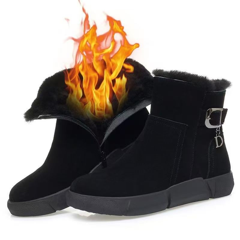 Winter Thick-soled Women's Warm And Cozy Padded Ankle Boots Comfortable And Slip-resistant Casual Cotton Shoes 35-42