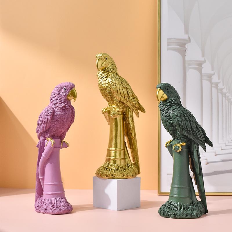 Luxurious Parrot Ornament Wine Cabinet for Living Room Decor