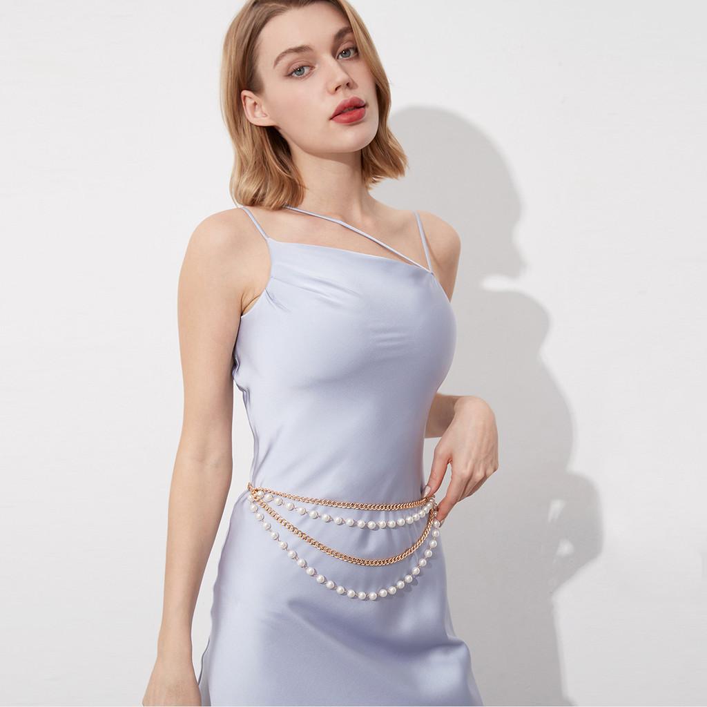 Womens Pearl Double Layer Gold Waist Chain With Hook Closure For Summer Elegant Fashion