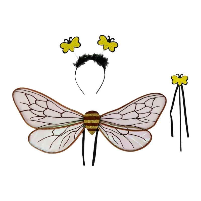 

3/4Pcs Bees Costume Kit for Adult Kids Bees Costume Bees Headband Tutus Skirt Wing Angel Wands for Halloween Cosplay Party
