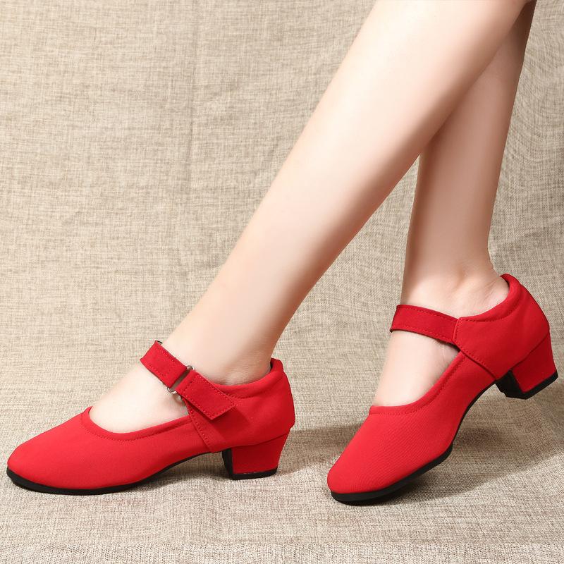 Professional Latin Dance Shoes Women Soft-soled Ballroom Dance Shoes Black with Heels Teacher Body Training Shoes Square Dance Shoes
