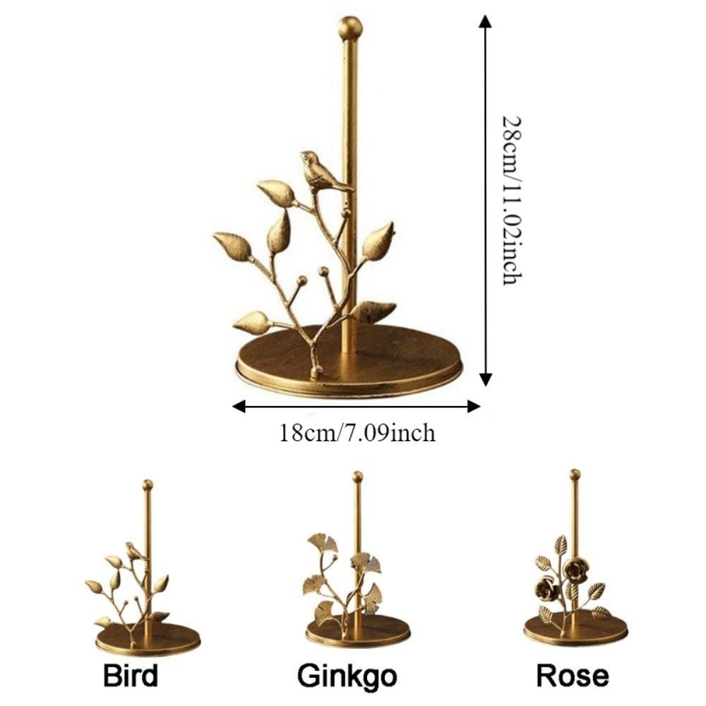 Rose Shaped Roll Paper Towel Holder Ginkgo Leaf Tissue Stand Tissue Storage Rack  for Kitchen