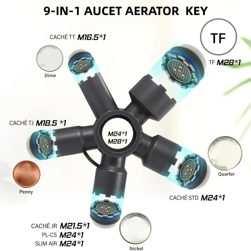 Universal 10-in-1 sink aerator removal tool, wide size coverage. Durable kit for daily faucet aerator disassembly and repair.