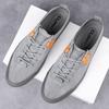 Fashion New Soft-Soled Mens Vulcanized Shoes Suede Leather Men Sneakers Fashion Lace-up Solid Shoes Rubber Flats Spring Man Casual Shoes