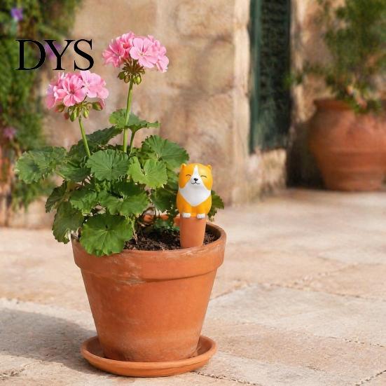 Natural Terracotta Watering Devices 4 Pcs/Set Plant Spikes, Cute Animal Self Cartoon Waterers for Pots Stakes, Automatic Slow Release Clay Tool