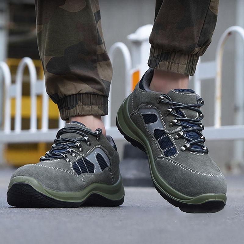 Oulylan Outdoor Anti Puncture Safety Boots for Men Odor Proof Breathable Labor Shoes Male Non-skid Lace Up Work Sneakers