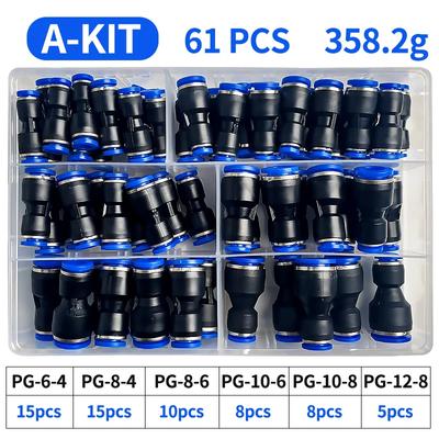 61 Adet Kutulu PG Pnömatik Konnektör Hava Hortumu 4mm 6mm 8mm 10mm 12mm PG8-6 PG10-8 PG6-4 PG8-4 PG10-6 PG12-6 PG12-8