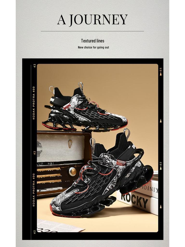 Men's Tech-Inspired Shock-Absorbing Razor Sneakers