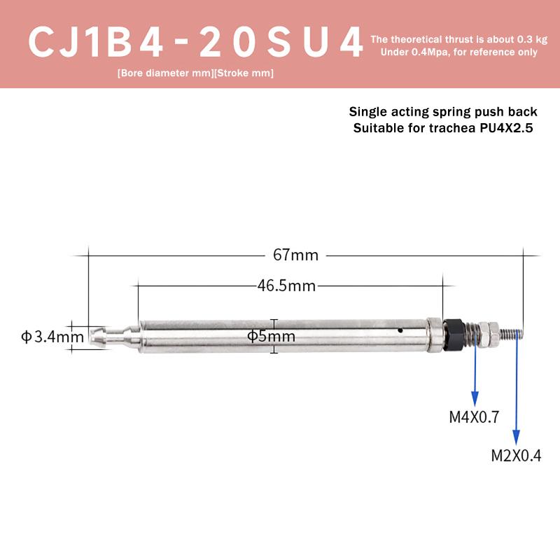 5/10/15/20Mm Bore Stroke Mini Pneumatic Cylinder Smc Type Cj1B4 Series Needle Cylinder For Industrial Automation Equipment