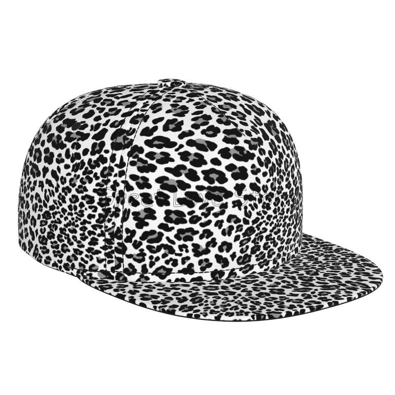 Leopard Print Baseball Cap Men Women Adjustable 3D Printed Snapback Flat Bill Hip Hop Hat Flat Brimmed Hat