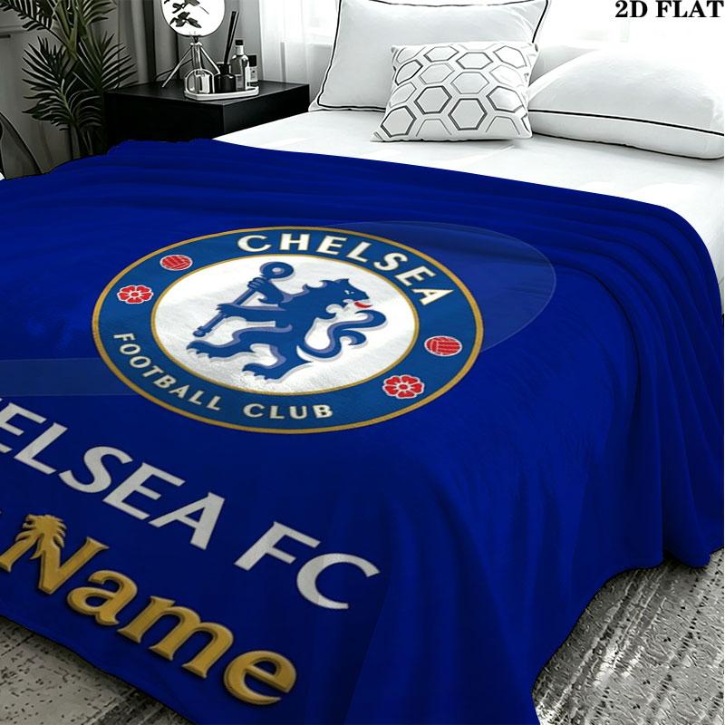 1PC Chelsea F Custom Name Patterned Flannel Blanket Suitable For All Seasons for Home Decor Warmth and Comfort Gifts Holiday Present