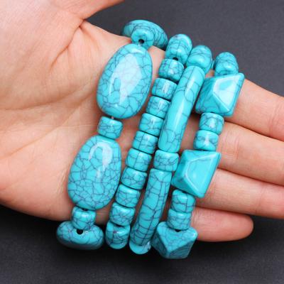 Accessori per la creazione di gioielli per braccialetti 8,5-27 mm perline distanziatrici sciolte fai da te imitazione turchese grande quantità poliedro forniture artigianali perline a botte