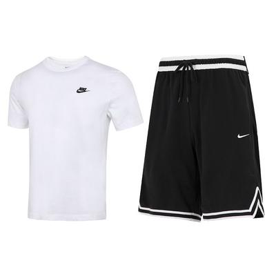 Einfarbige Sport-Freizeit-T-Shirt mit Rundhalsausschnitt und kurzen Ärmeln, lockeres Shorts-Set für Herren, Sets AR4999-101+DH7161-010
