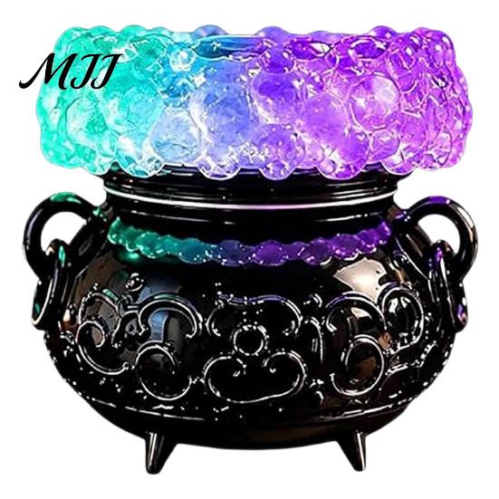 Hexen Zimmerdekorationen Halloween Kessel LED Blasenlicht, Leuchtender Hexen Kerzenhalter, Hexerei Motto Party Deko Farbwechselnde Gruselige Trank Lampe