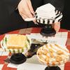 Ceramic Striped Cake Fruit Tray Wood Egg Tray Dessert Storages Shelf Wooden Tall Footed Snack Decorative Tray KitchenAccessories