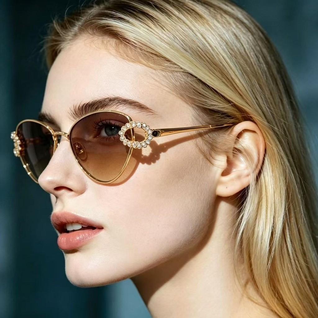 Womens Cat Eye Metal Sunglasses With Pc Lenses And Uv400 For Summer Outings