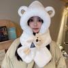 Doll Bear Hat Scarf Integrated Schoolgirl Cute Warm Winter Plush Scarf Cover Ear Protection