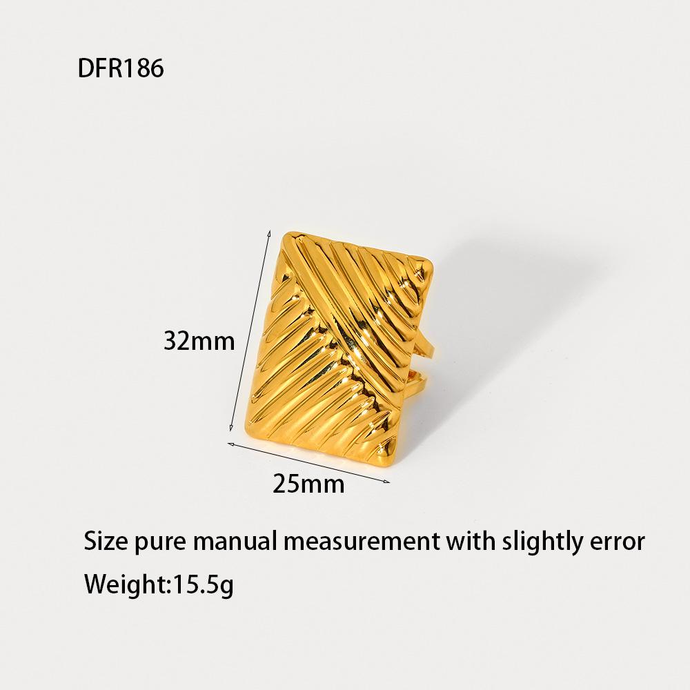 European and American ins plated 18K gold stainless steel starfish dragonfly geometric opening ring exaggerated design waterproof ring female