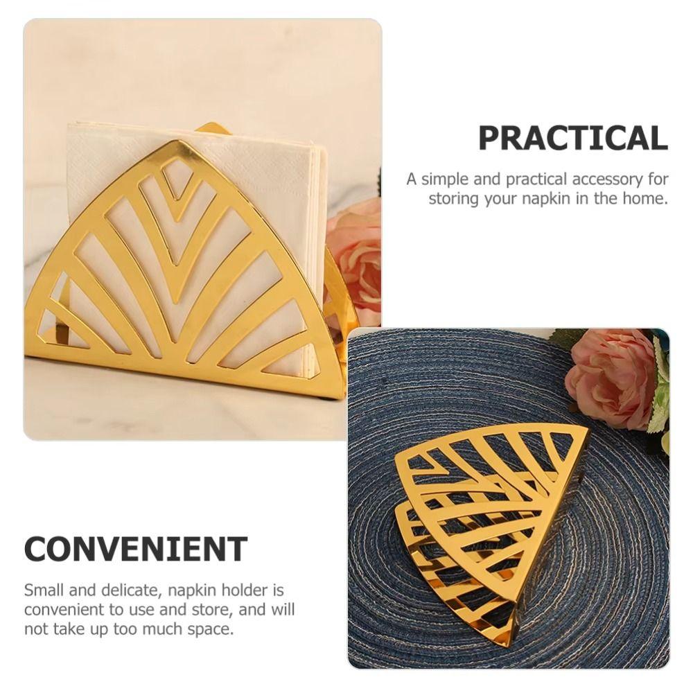 Non-slip Bottom Iron Art Paper Towel Holder Hollow Desktop Tissue Stand  Home