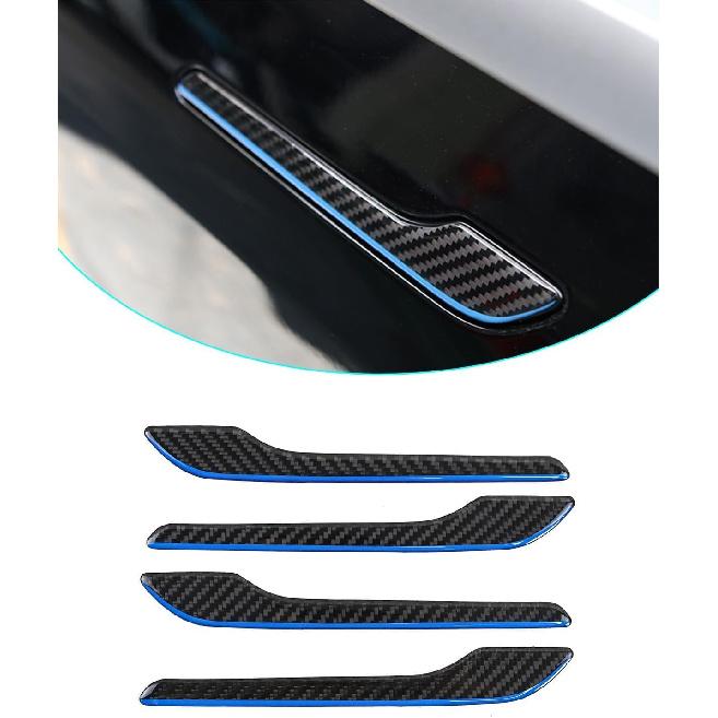 Carbon Fiber Door Handle Cover, Door Handle Protective Cover Decoration Compatible with Tesla Model Y/3 accessories (2017-2025) Highland & Juniper