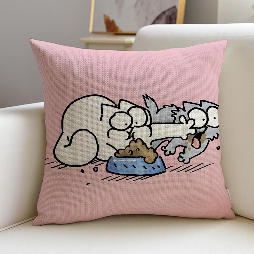 Funny SSimons CatS Cushion Cover Breathable and skinfriendly linen pillowcase square removable and washable cushion