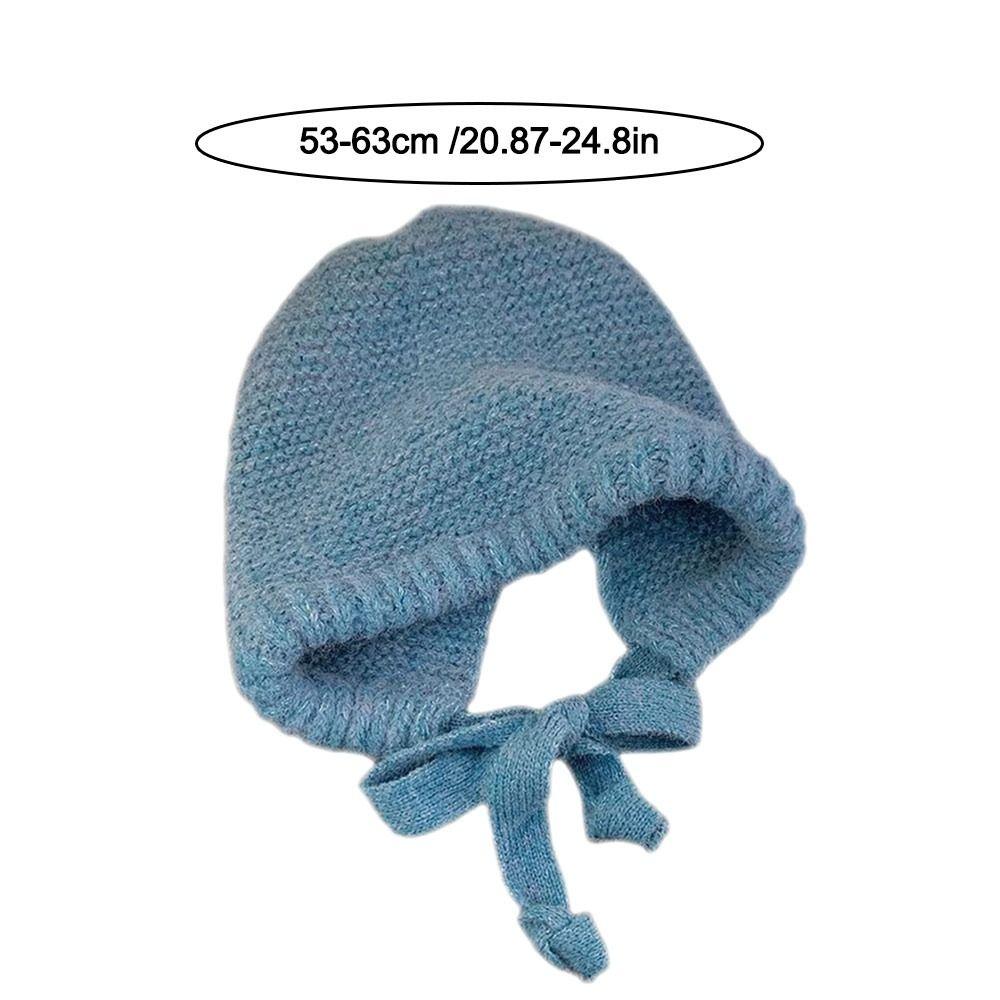 Strap Windproof Rope Knitted Hat Ear Protection Wool Balaclava Hat Cute Pullover Hat  Women