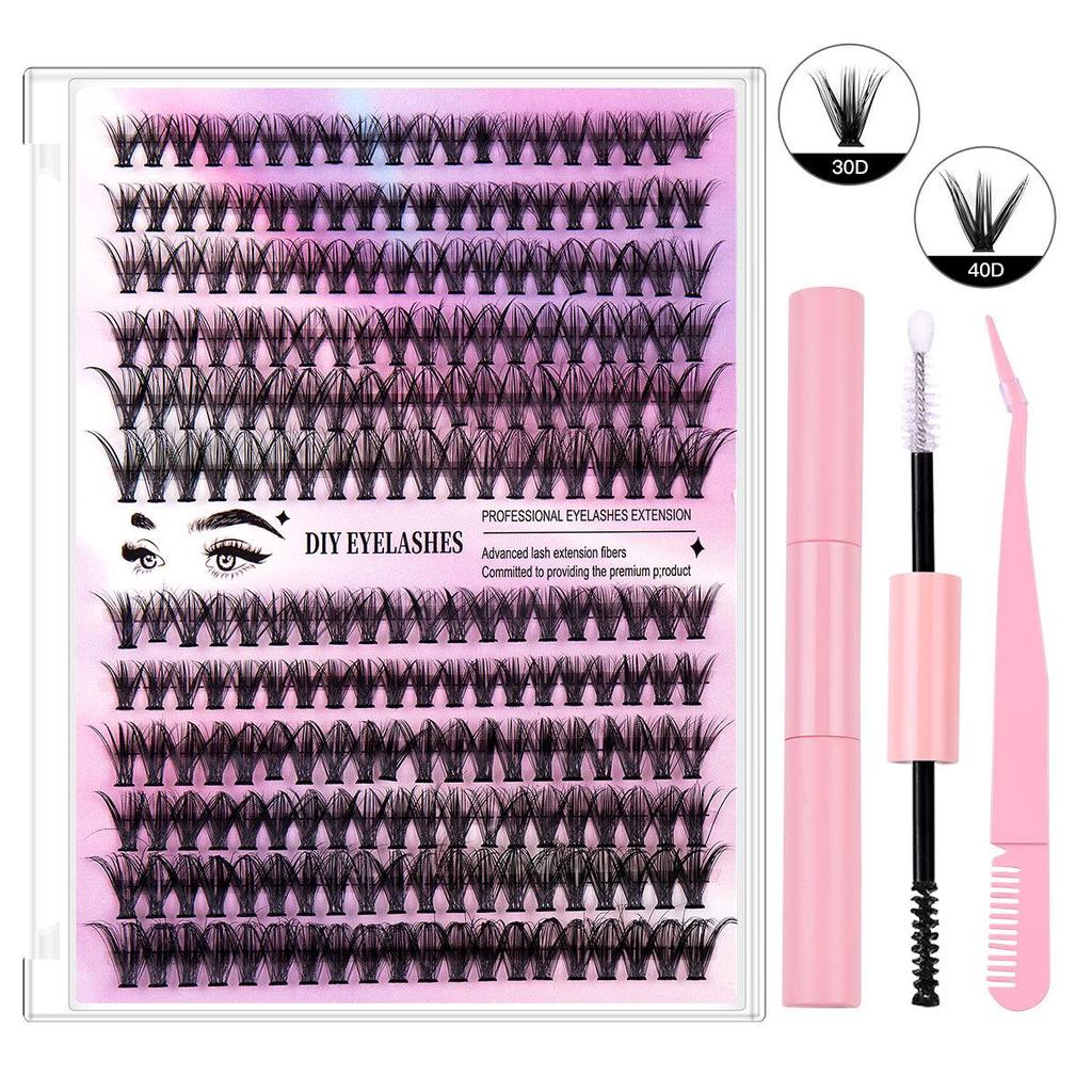 „Pasidaryk pats“ segmentuotų dirbtinių blakstienų rinkinys - 12 eilučių, 30D40D derinys, didelė talpa, karštas lydalas