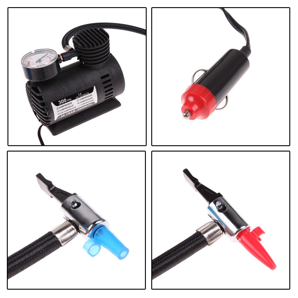 12V Portable Air Compressor with Pressure Gauge Electric Air Pump Auto Tire Infaltor Pump for Car Motorcycle Bicycle